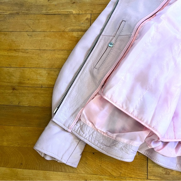 SCREAMING EAGLE Pink Leather Cinched Waist Jacket - Removable Liner - XL - Picture 5 of 12